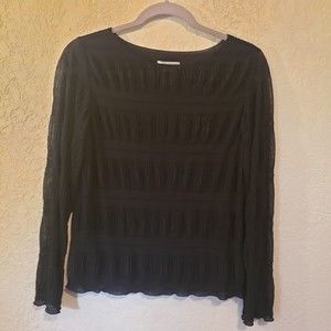 LAURA Ashley Delicate Black Ruched Blouse Size 6